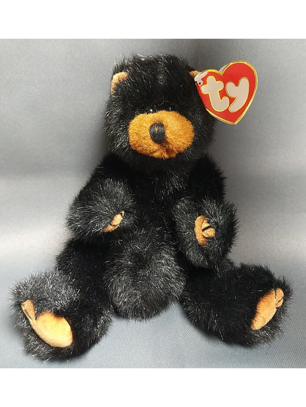 Ty Attic Treasures Ivan Black Bear Plush 1993 Beanie Buddy w/ Heart Tag Vintage